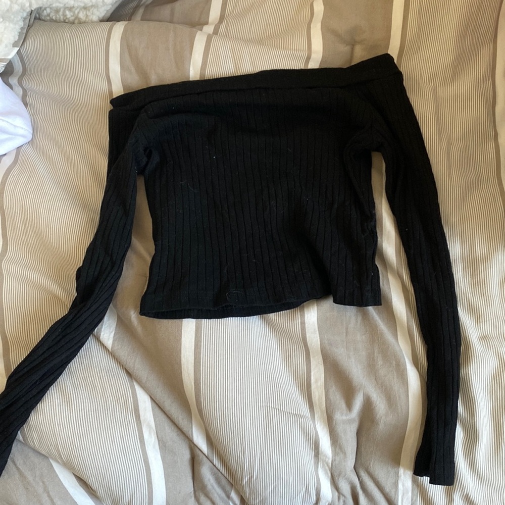 Off the shoulder black shirt